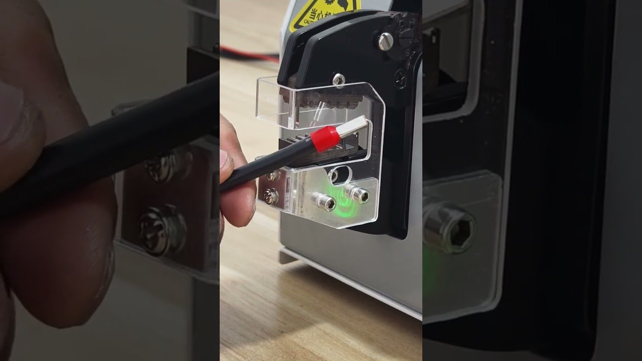 Zaciskarka elektryczna 65EC do kabli – test zaciskania tulejek rurowych #fabryka #maszyna